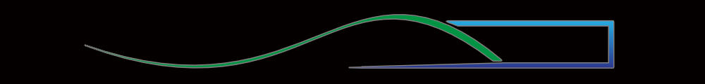Blossom Hill Images Logo Blossom Hill Images Logo • A descending sky blue to dark blue gradient forms the top, right side, and bottom of a 16x9 box. The width of the bottom line of the box tapers off. Emerging from the middle of that line, a green line rises and descends like a si